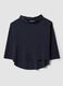 Blue regular fit stretch cotton blend jumper with wide collar_4