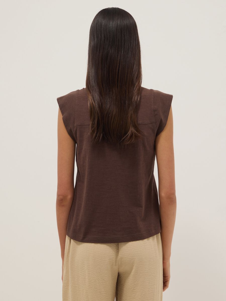 Brown regular fit pure cotton short sleeve T-shirt_3