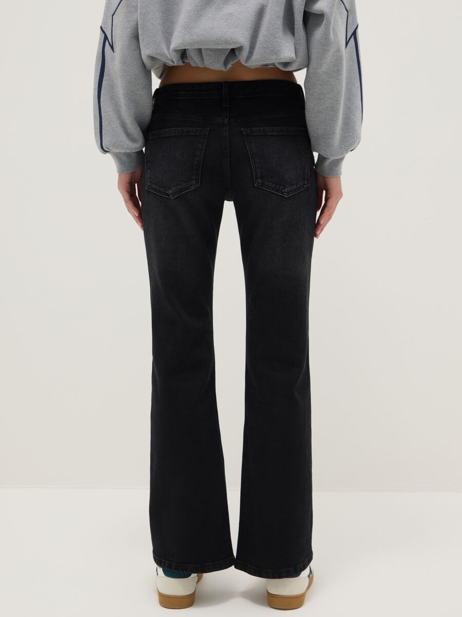 Black stretch cotton bootcut jeans_2