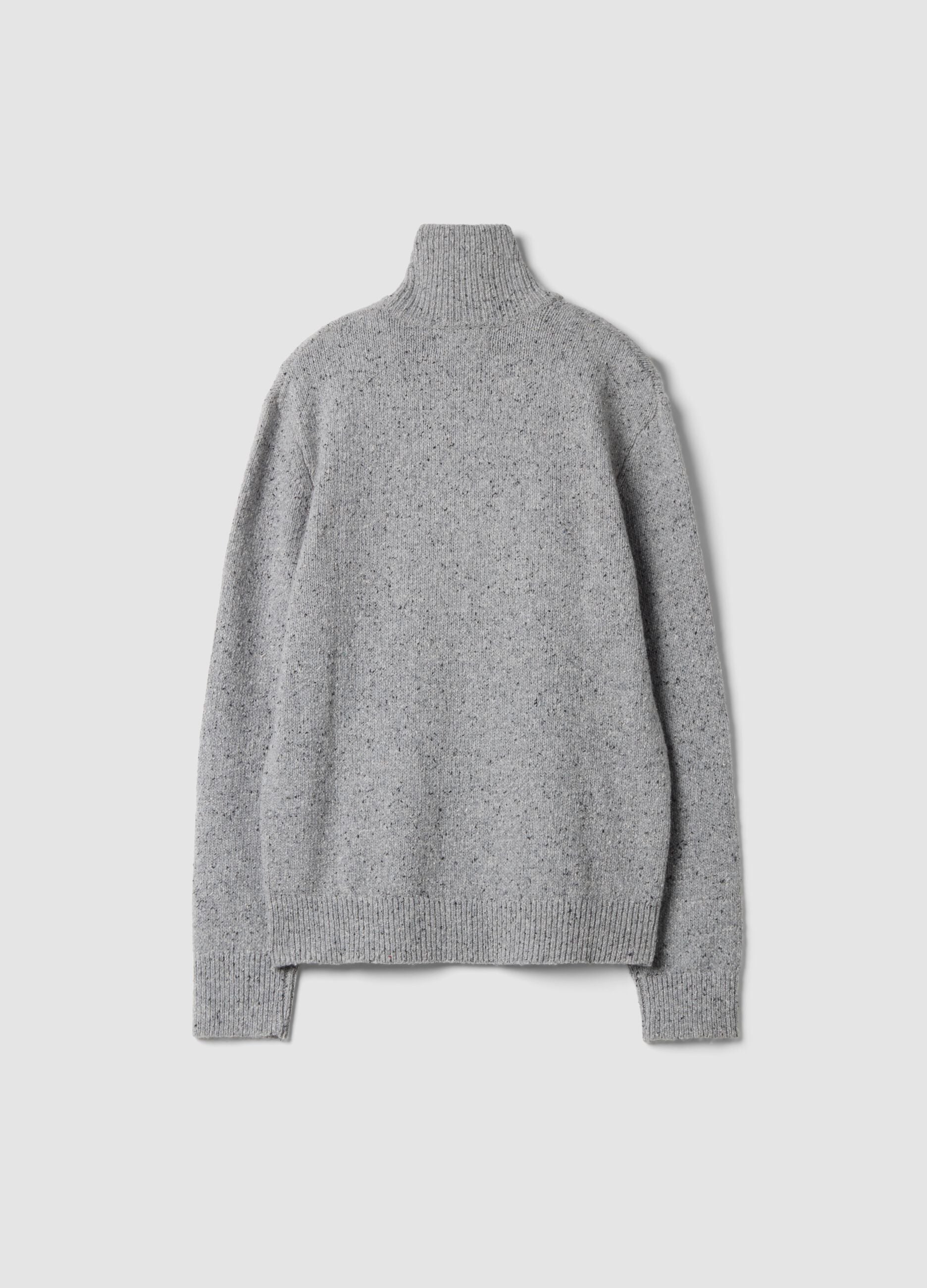 Grey cotton-wool blend half-zip jumper