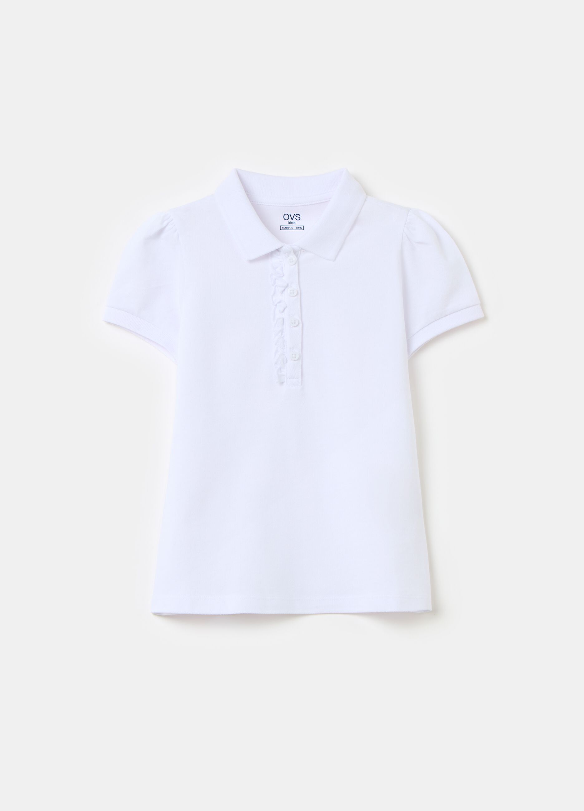 Polo in cotone piquet con rouche