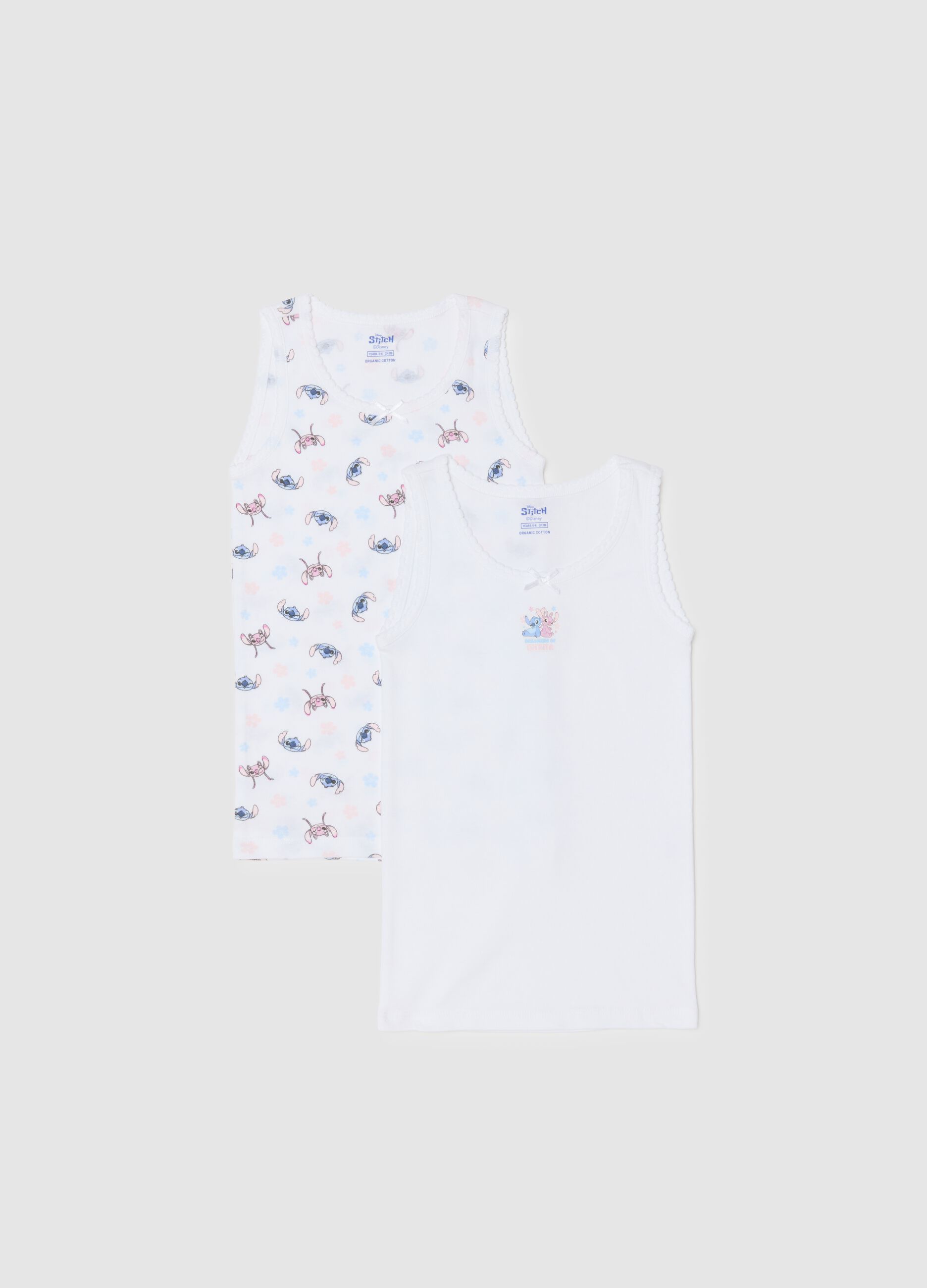 Twin pack of white cotton vests for girls in regular fit