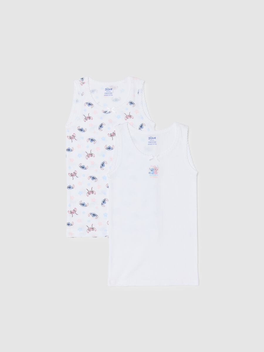 Twin pack of white cotton vests for girls in regular fit_0