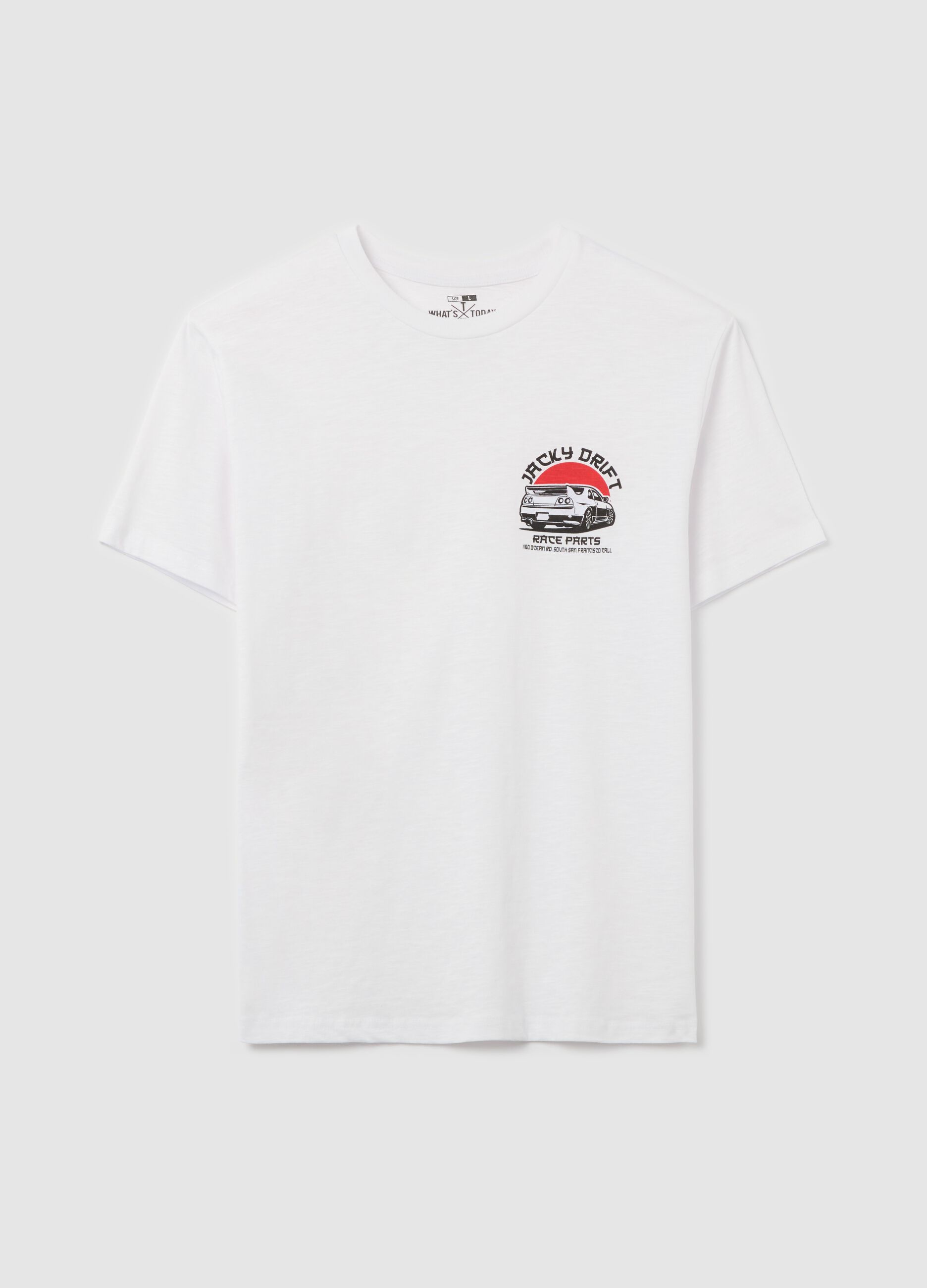 Cotton T-shirt with "Jacky Drift" racing car print