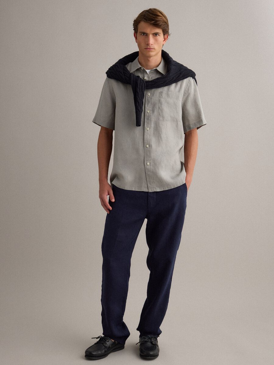 Camicia grigia in puro lino regular fit_2