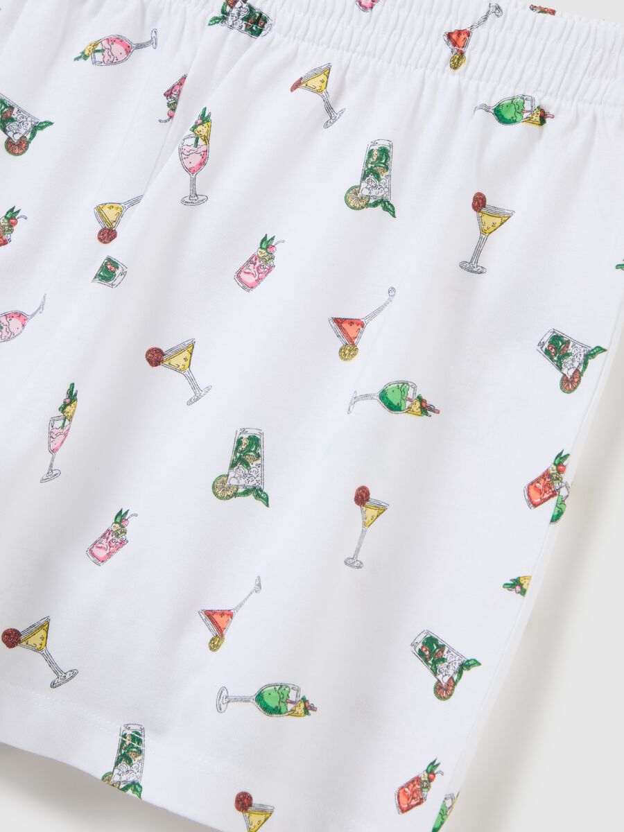 Women's multicolour pure cotton regular fit set with ruffled top and cocktail print shorts_1