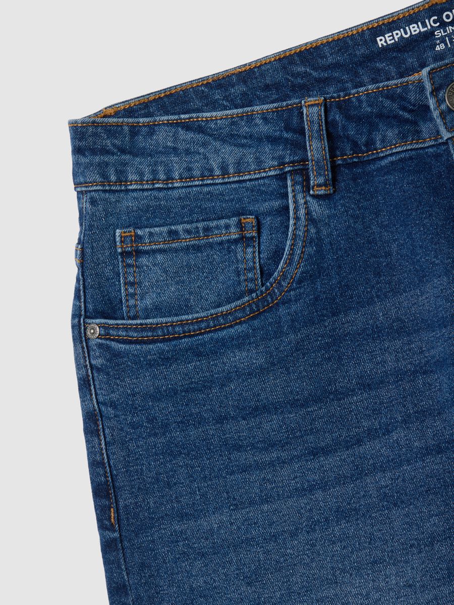 Men's Slim Fit Blue Denim Shorts_1