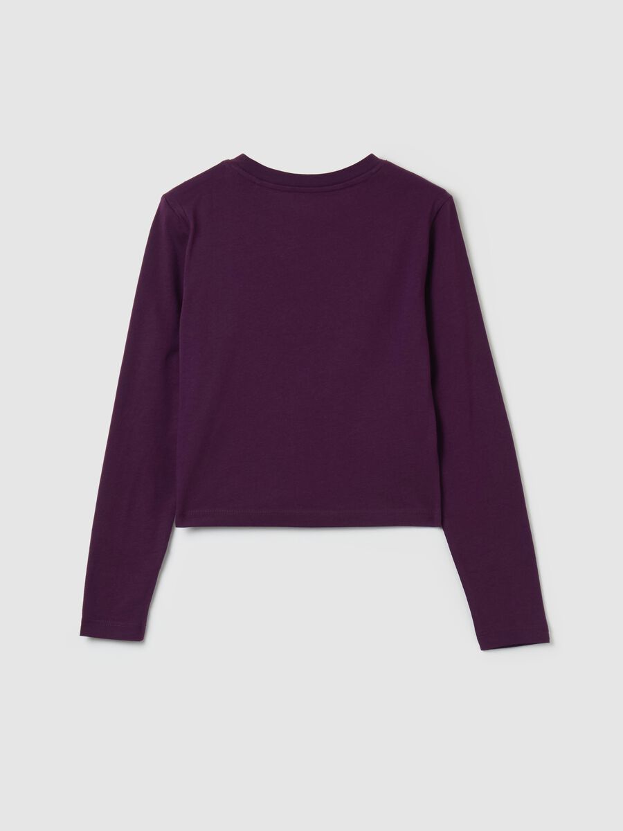 Crop T-shirt with long sleeves and print_4