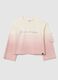 White and pink dip-dye sweatshirt with glitter logo print_0