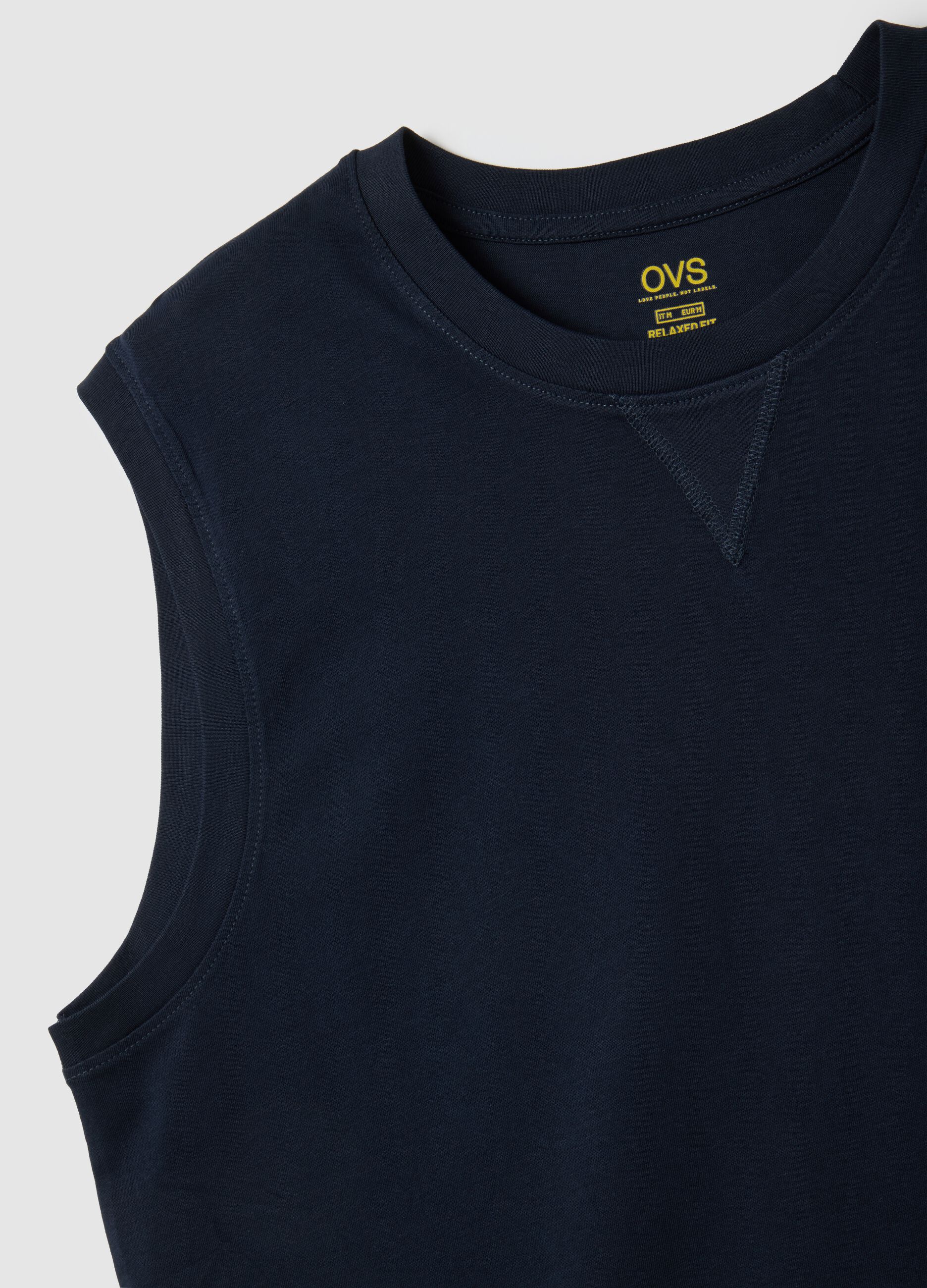 Canotta oversize da uomo in puro cotone blu regular fit