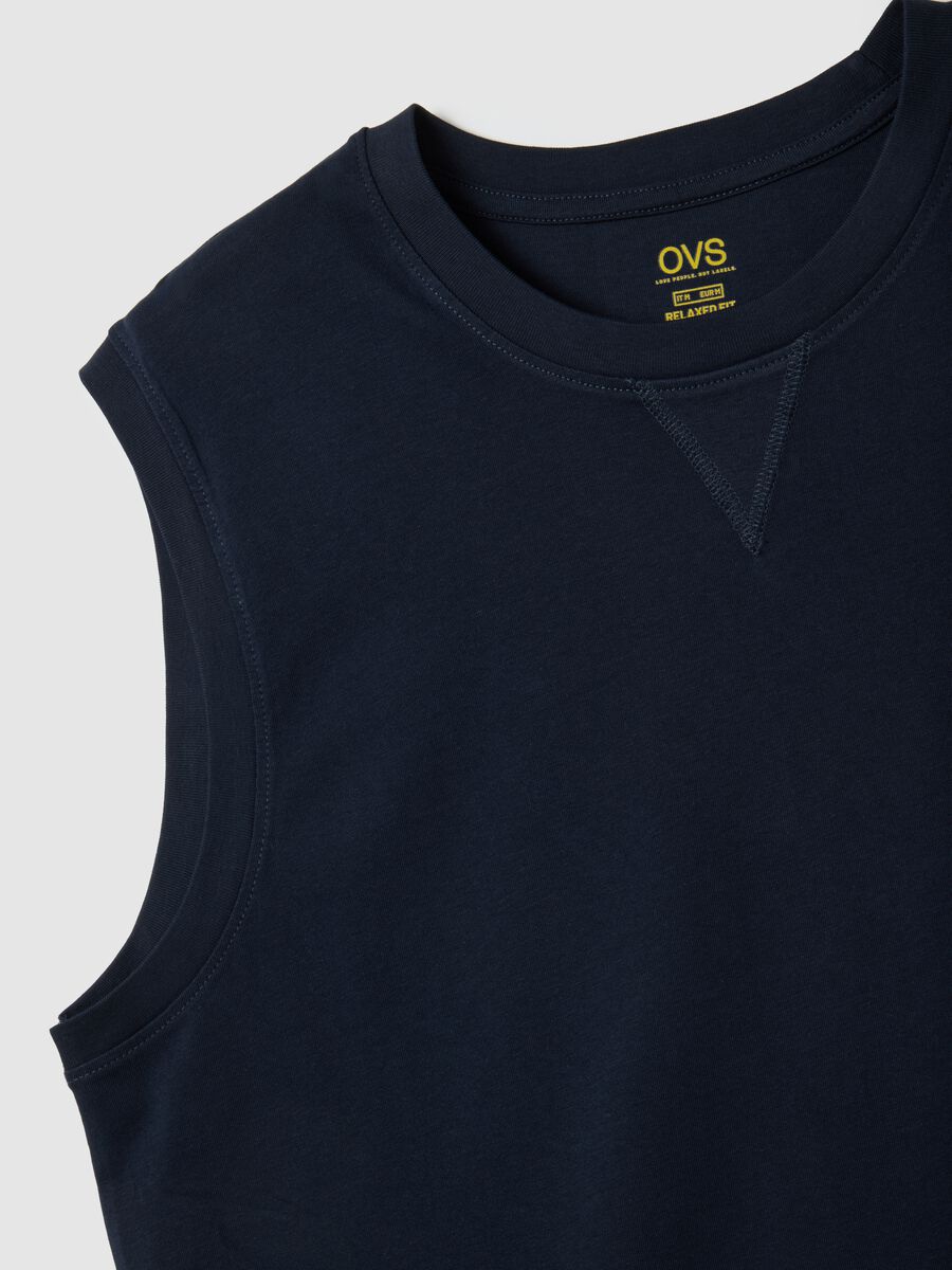 Men's Oversized Pure Cotton Blue Tank Regular Fit_5