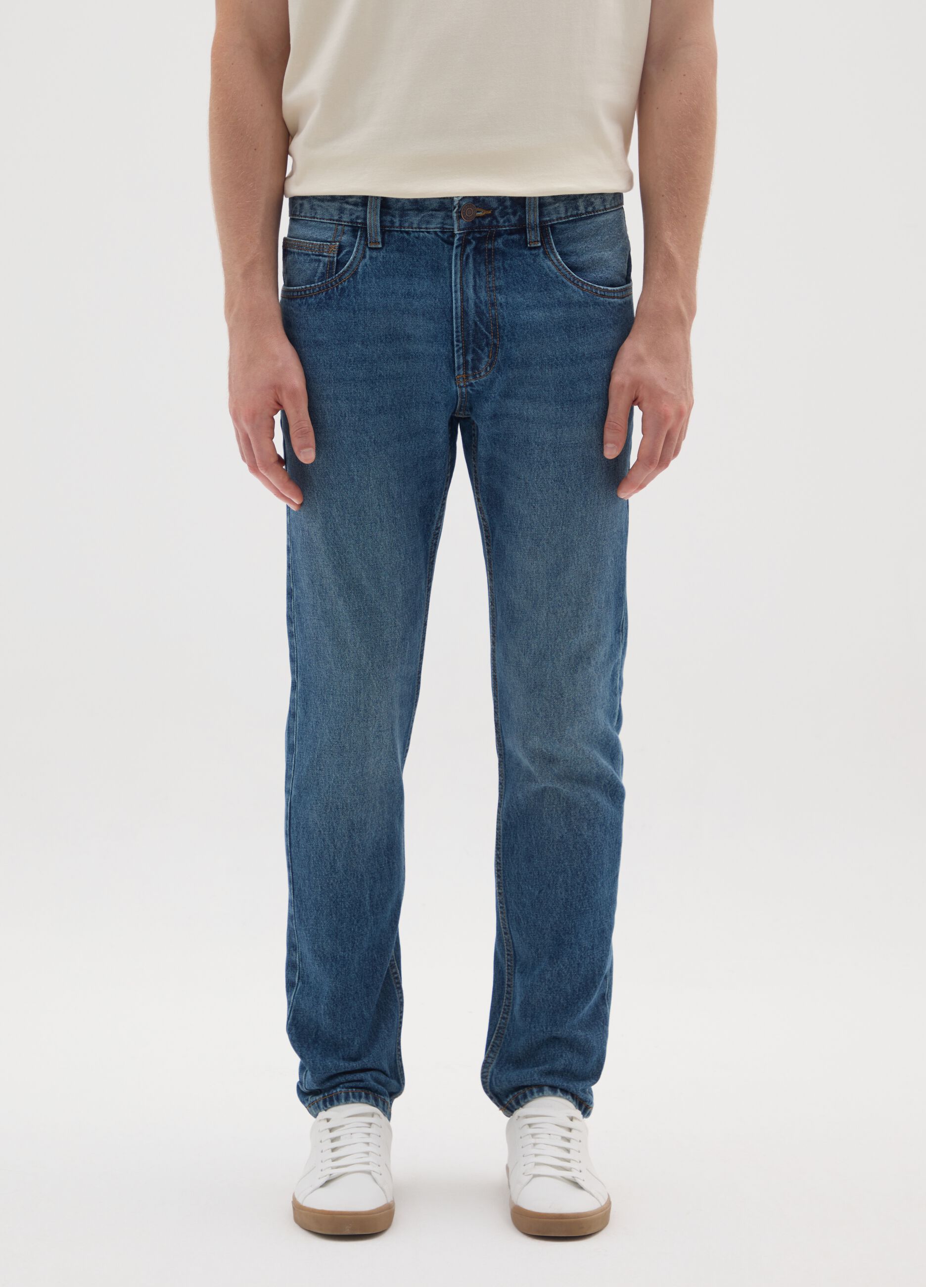 Jeans in puro cotone blu slim fit