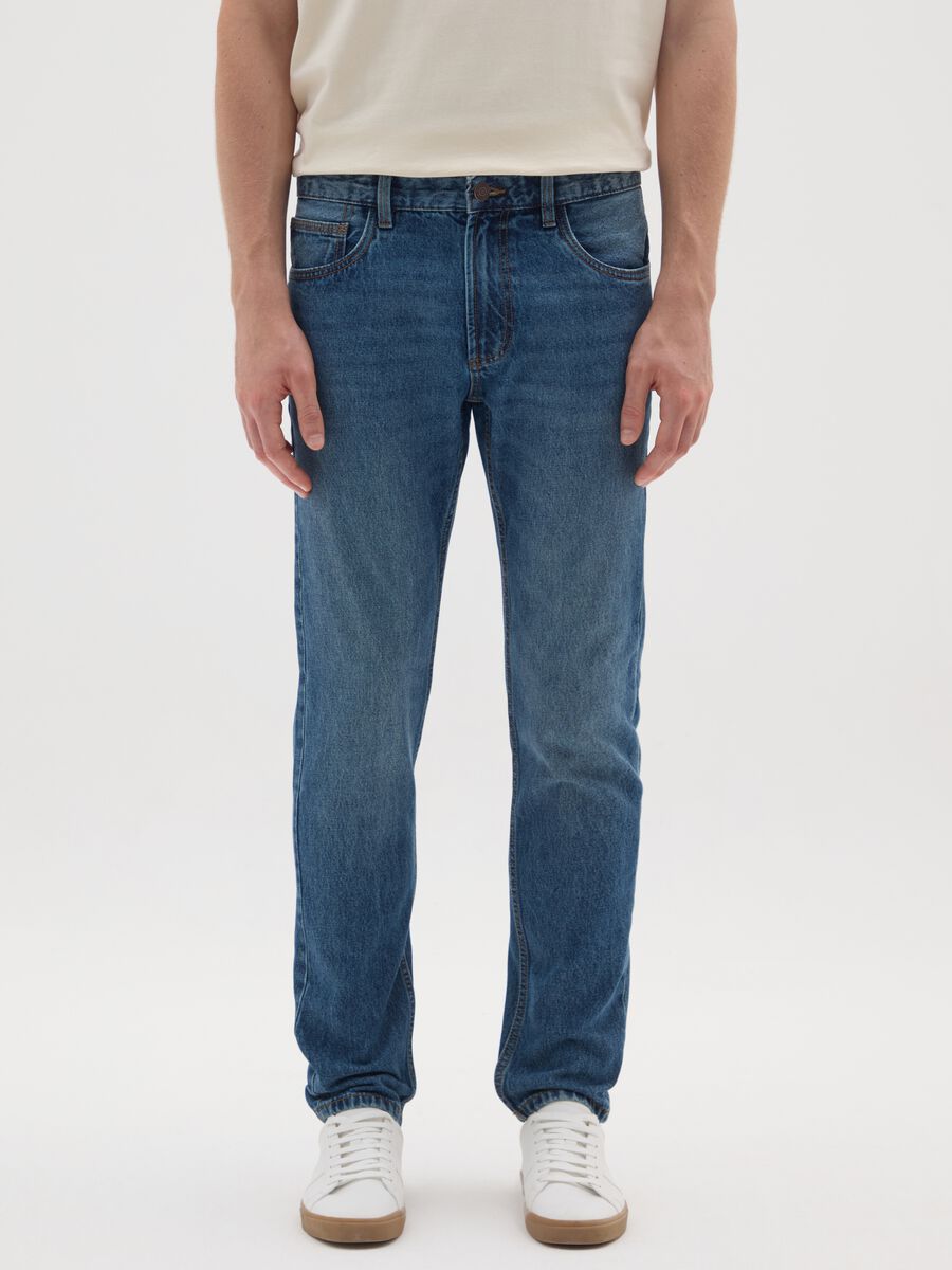 Pure Blue Cotton Slim Fit Jeans_1