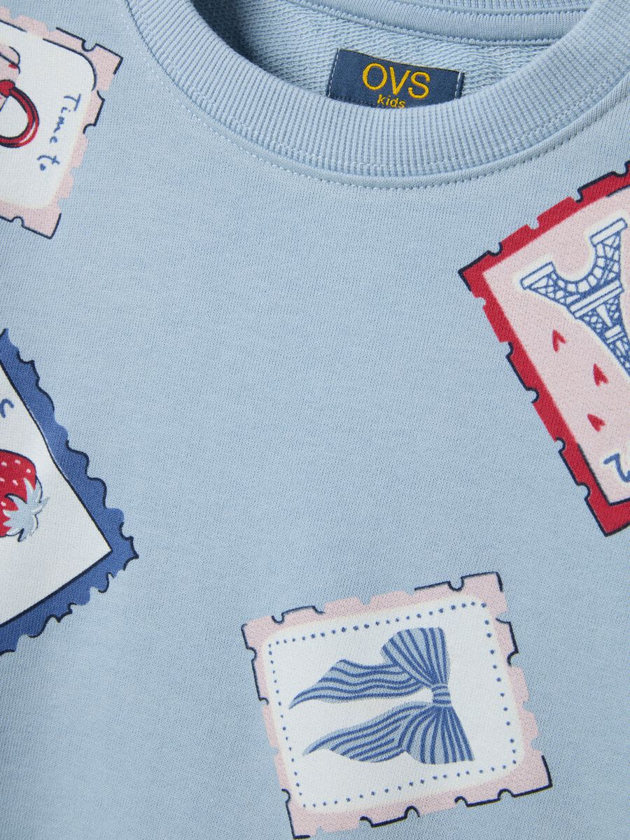 Girl's blue pure cotton sweatshirt regular fit with print_2