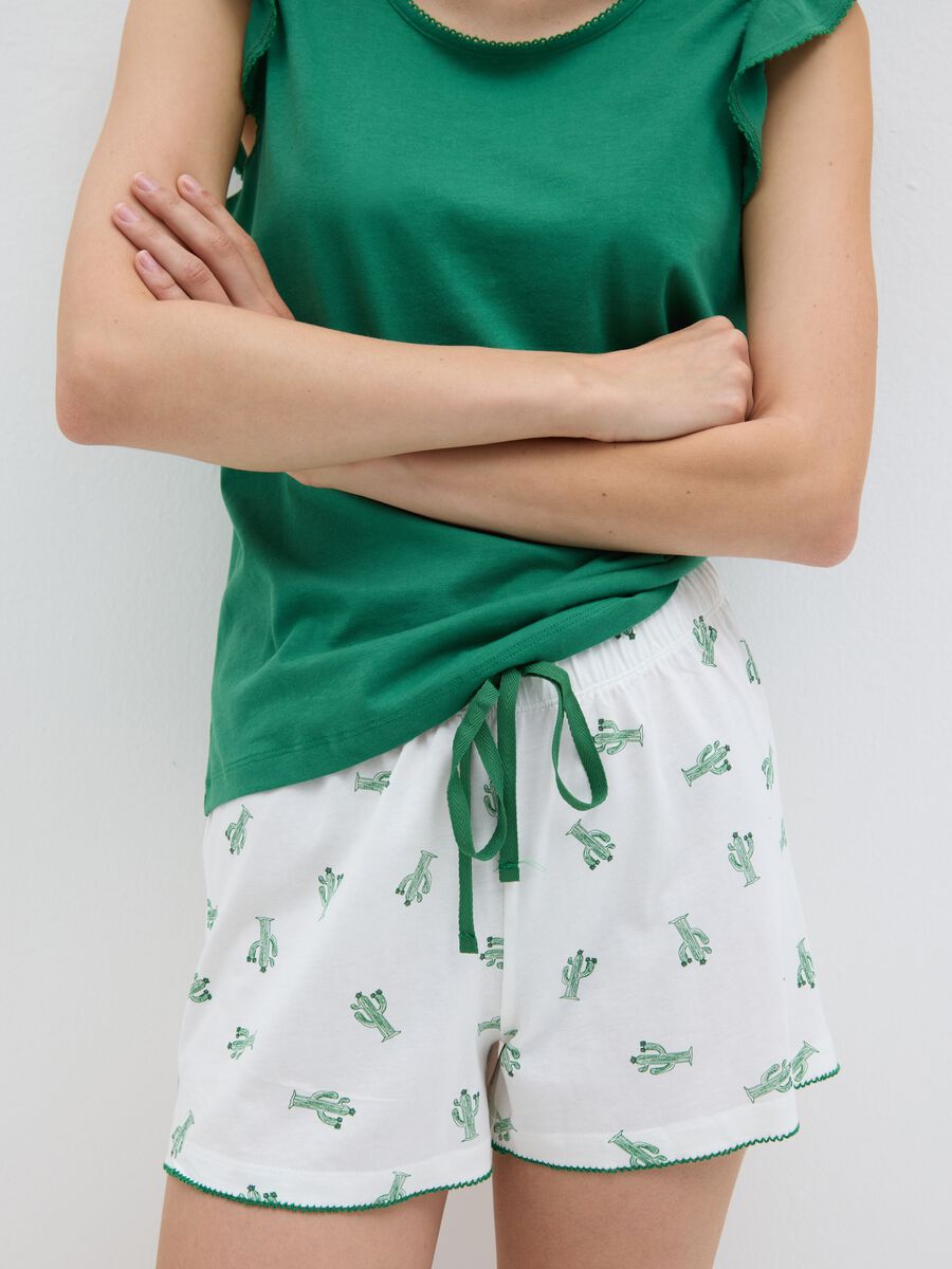 Set pigiama da donna in puro cotone verde regular fit_2