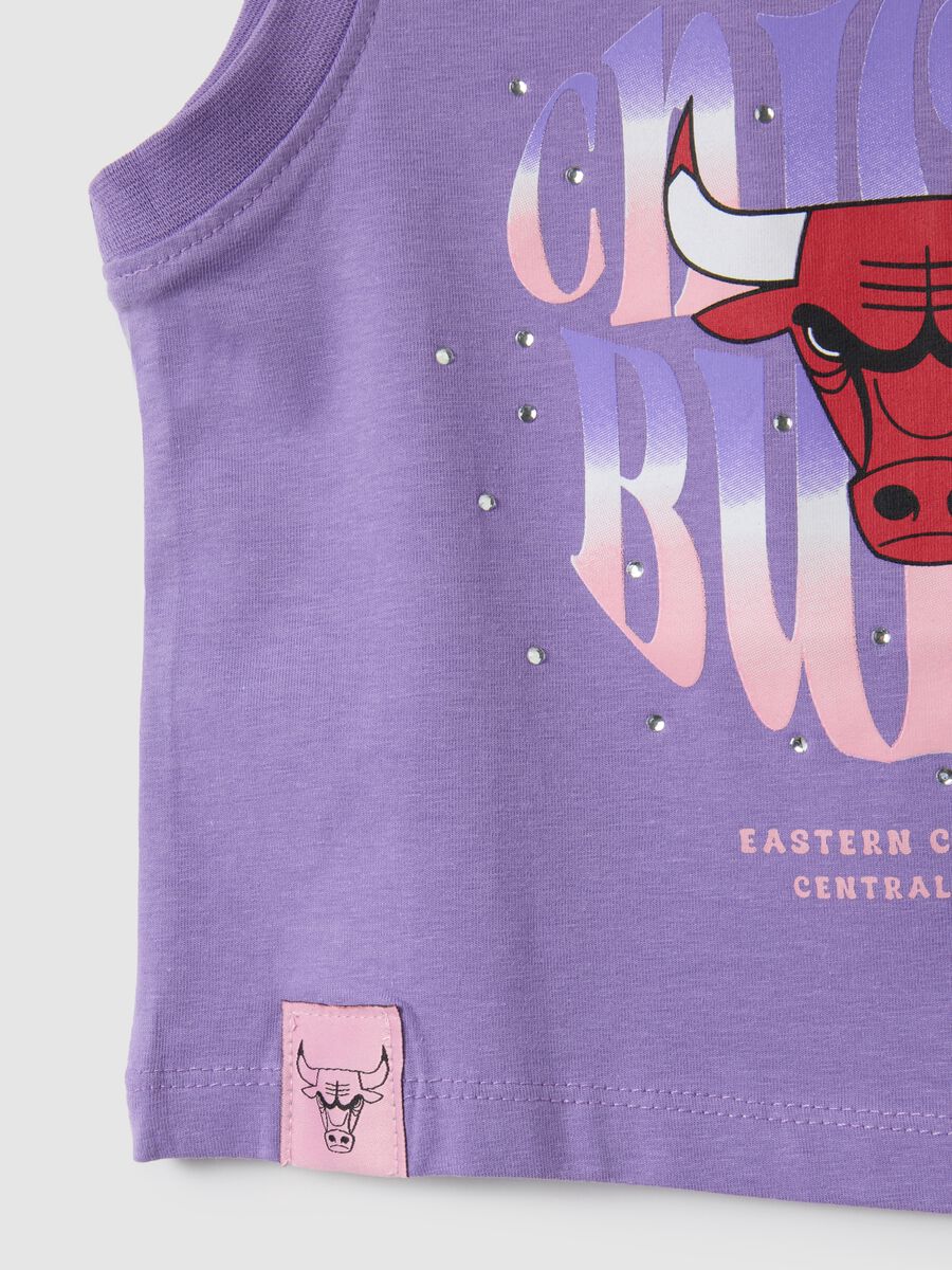 Canotta da bambina in cotone viola regular fit con stampa Chicago Bulls_3