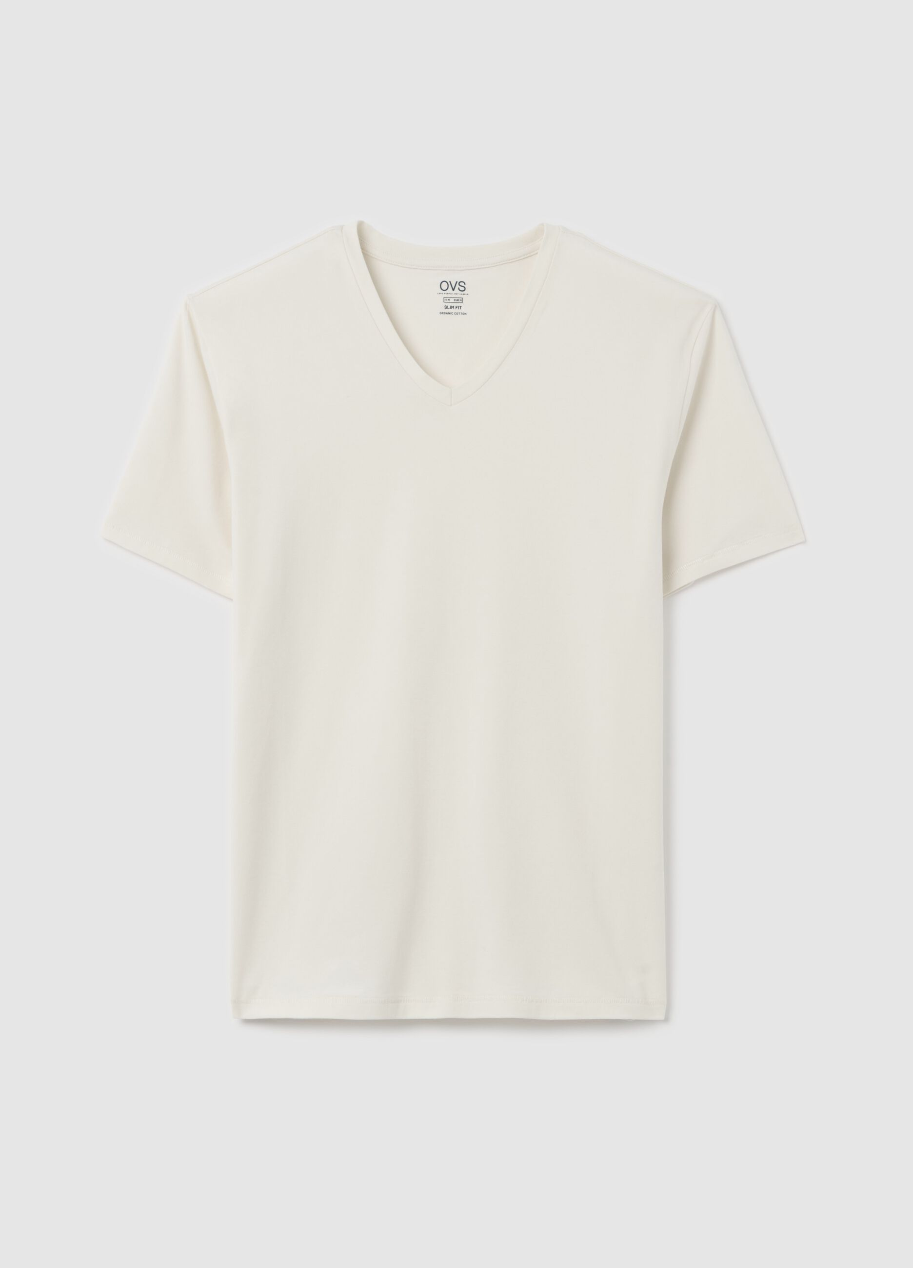 T-shirt slim fit in cotone stretch scollo a V