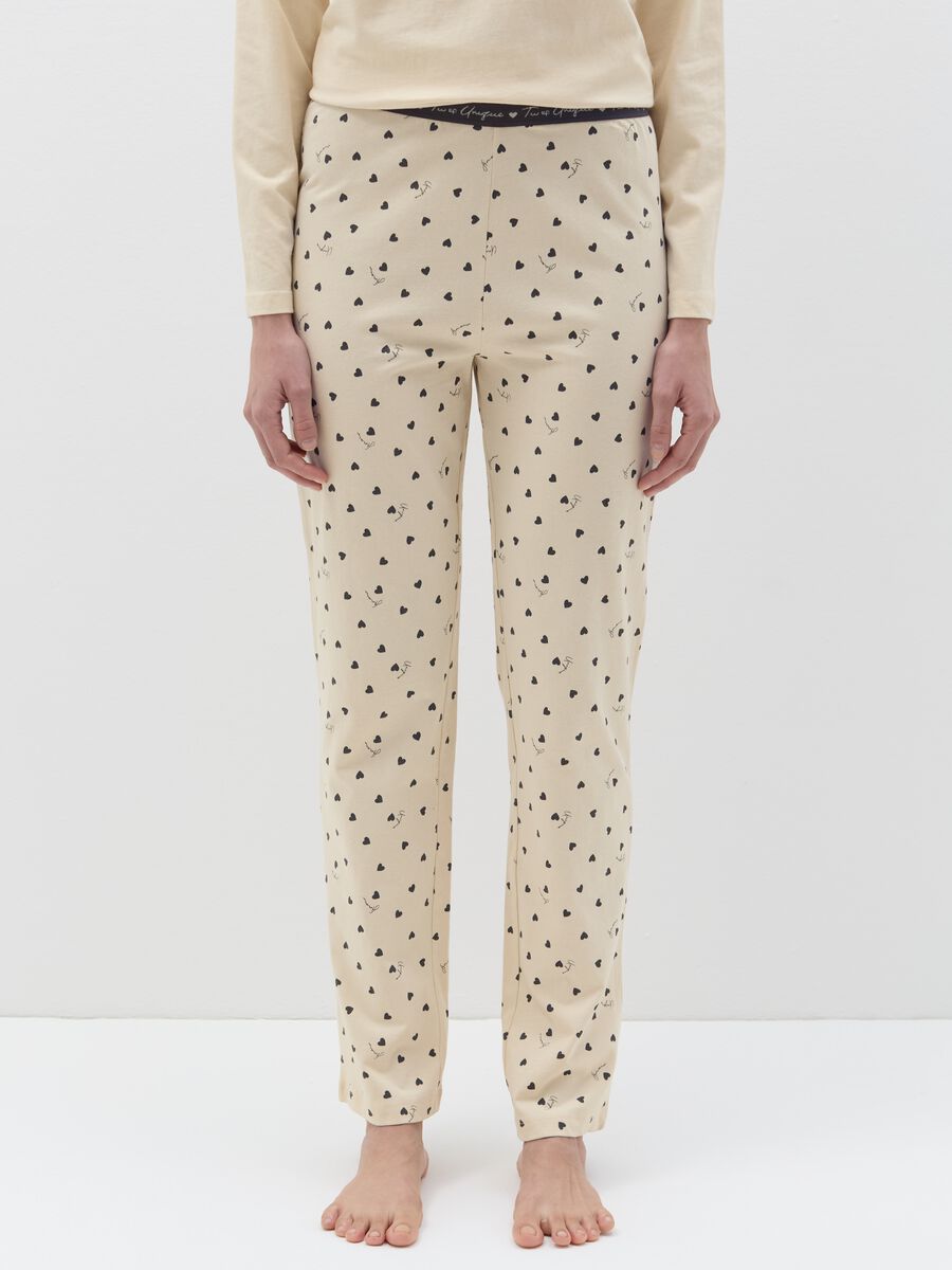 Pyjama bottoms with hearts and contrasting elastic_1