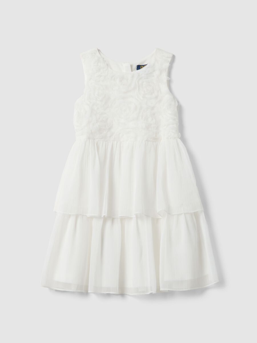 Vestito in puro cotone bianco regular fit per bambina_0