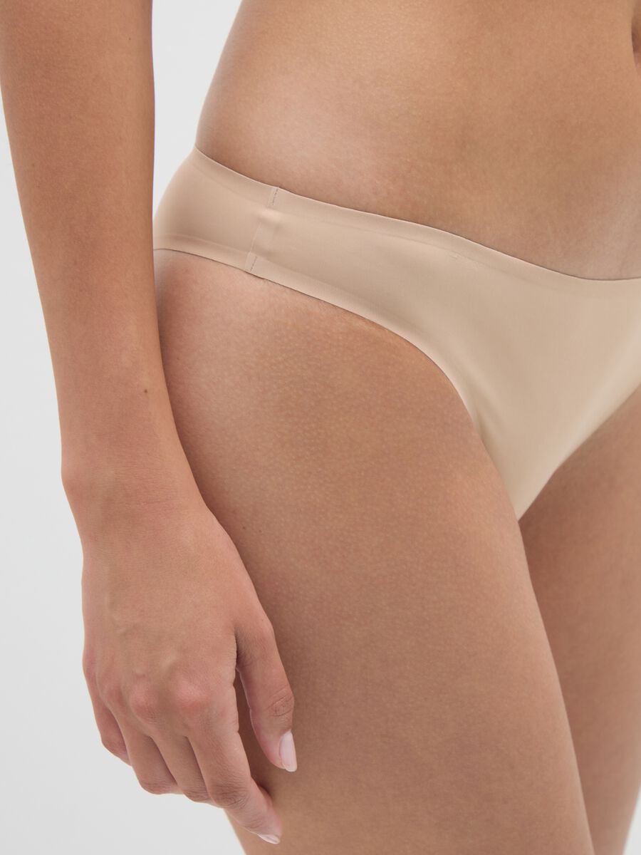 Beige Stretch Fabric Briefs_3