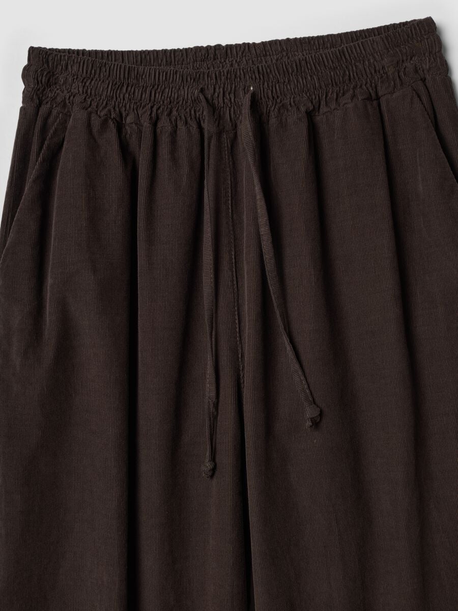Pantaloni marrone scuro in puro cotone regular fit_1