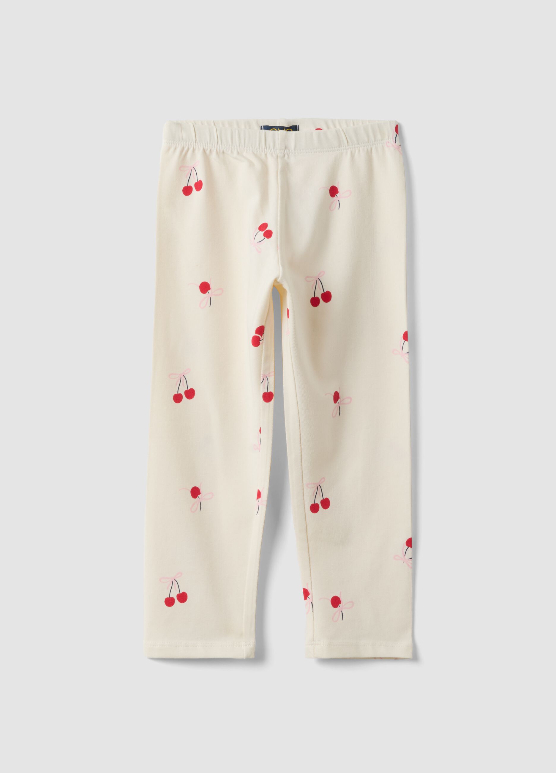 White stretchy cotton slim fit leggings for girls with designs