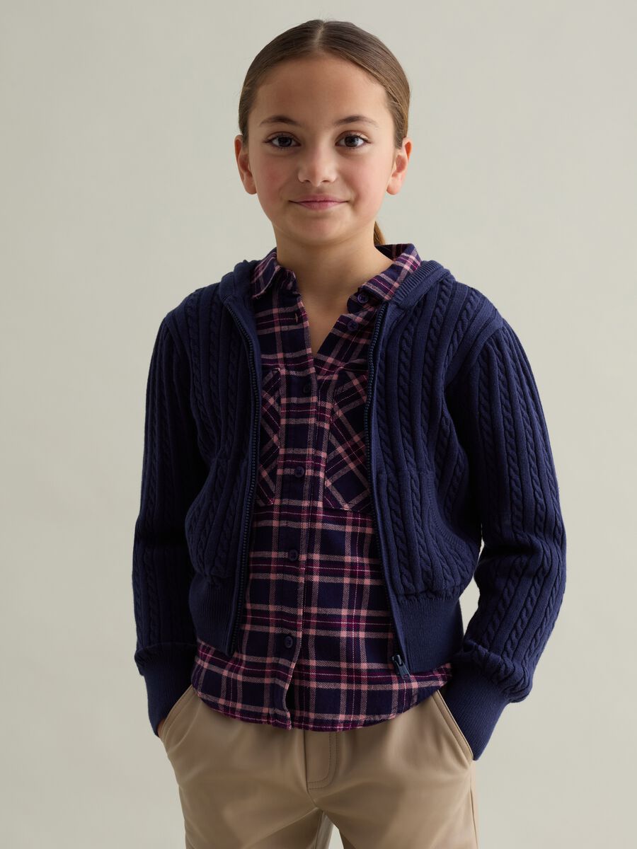 Cable-knit full-zip cardigan with hood_0