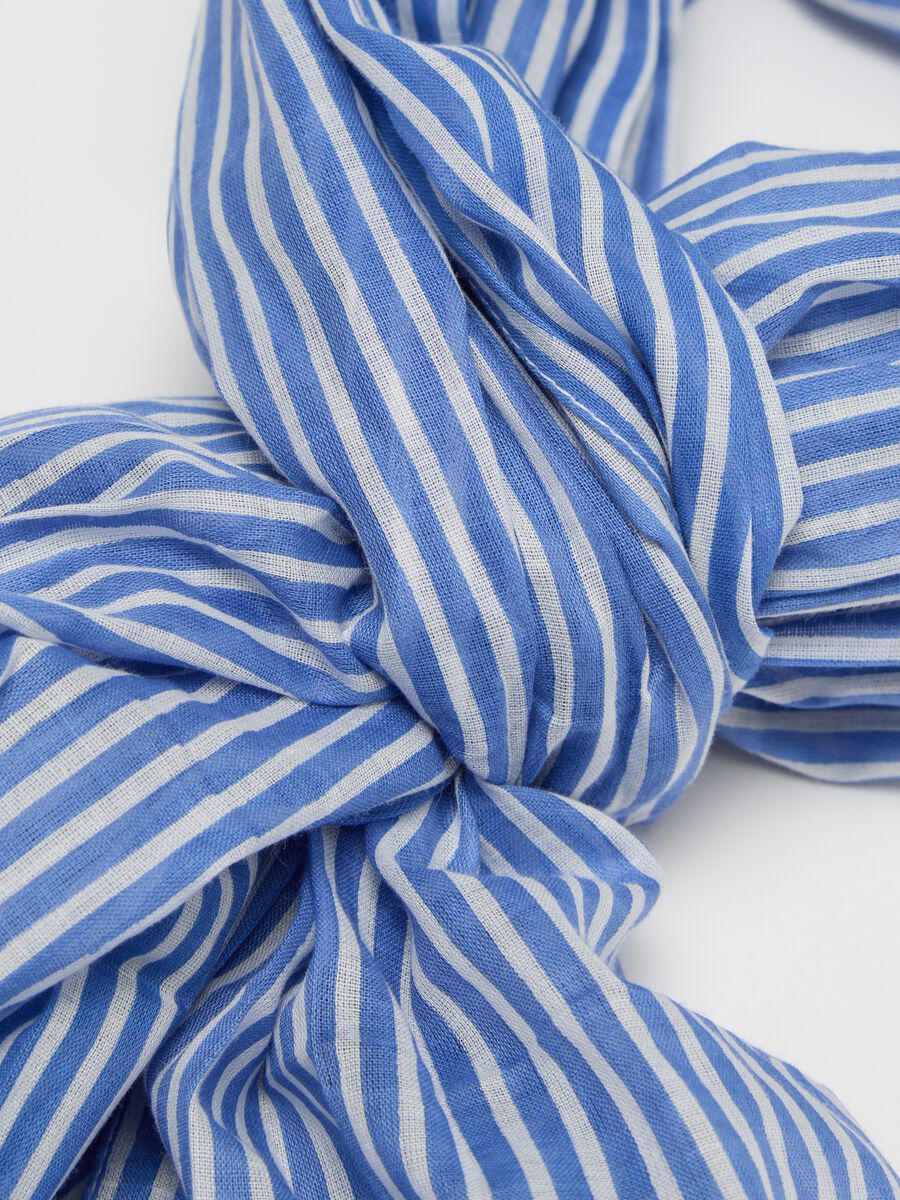 Brown striped cotton scarf_1