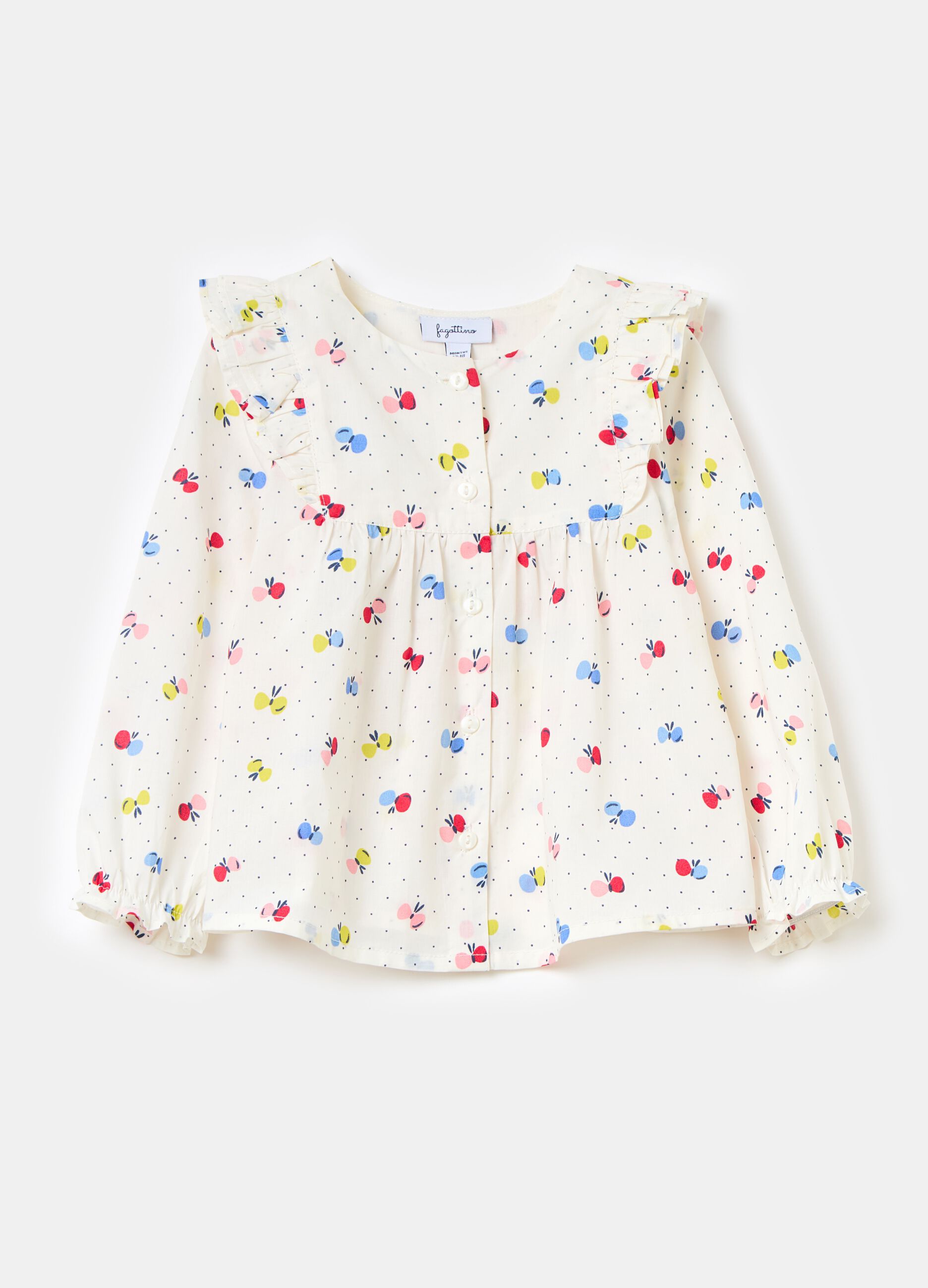 Cotton shirt with butterflies print