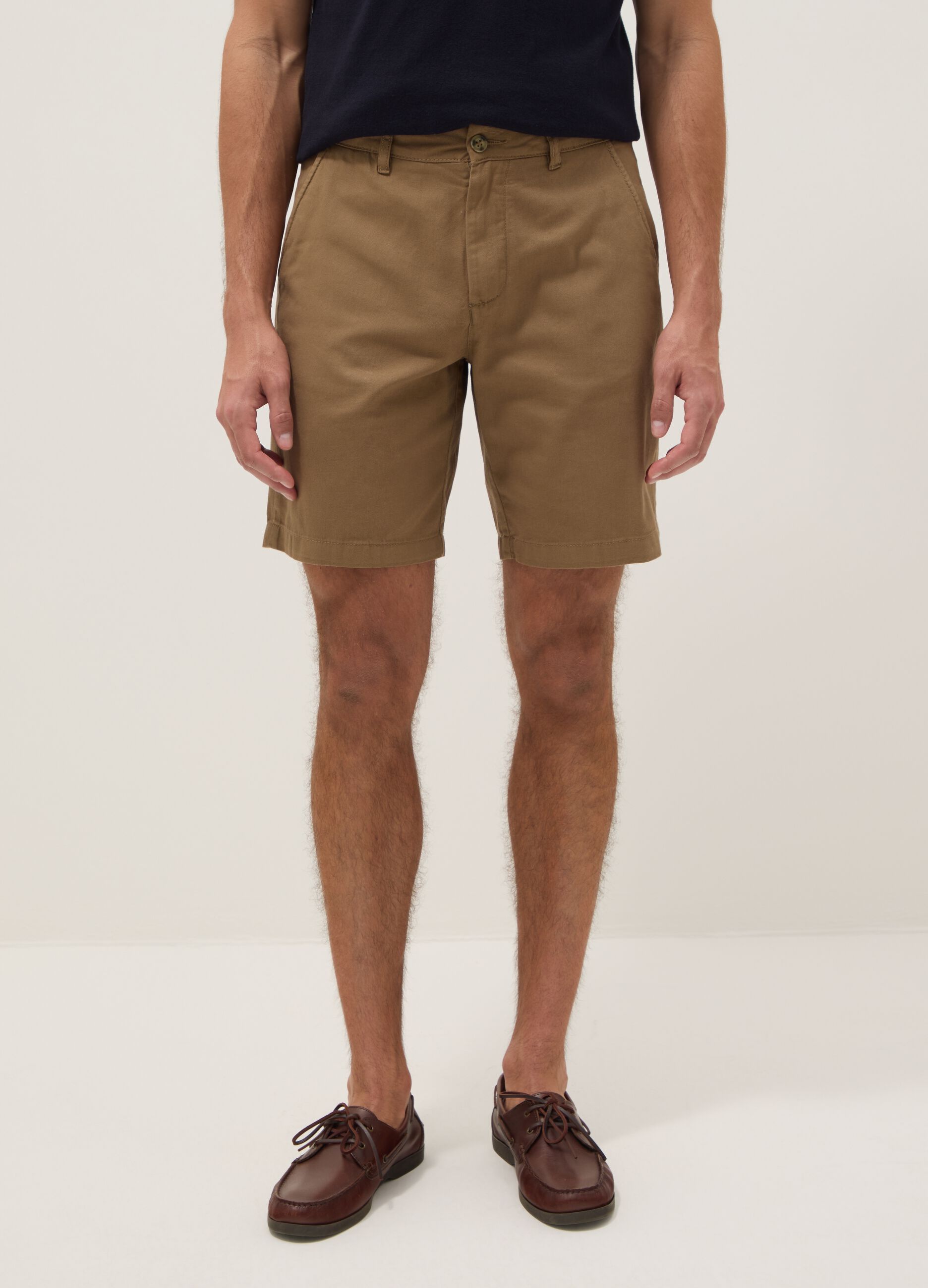 Beige chino shorts in pure cotton, regular fit
