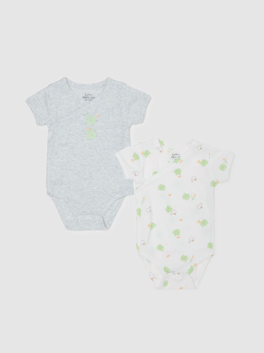 Two-pack organic cotton bodysuits with print_0