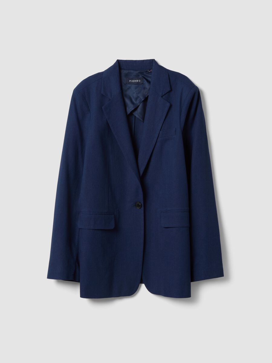 Regular Fit Blue Viscose Linen Blend Blazer_4