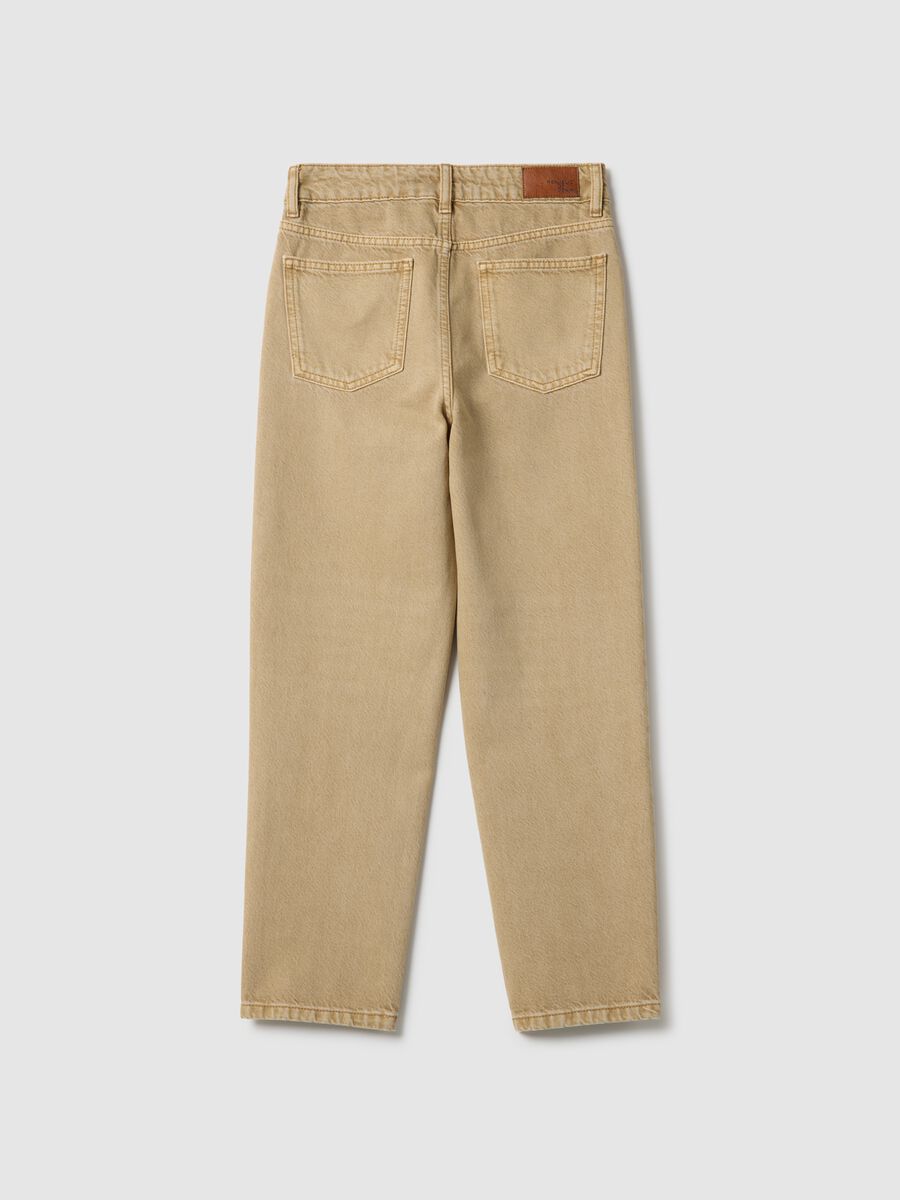 Boys' relaxed fit beige pure cotton jeans_1