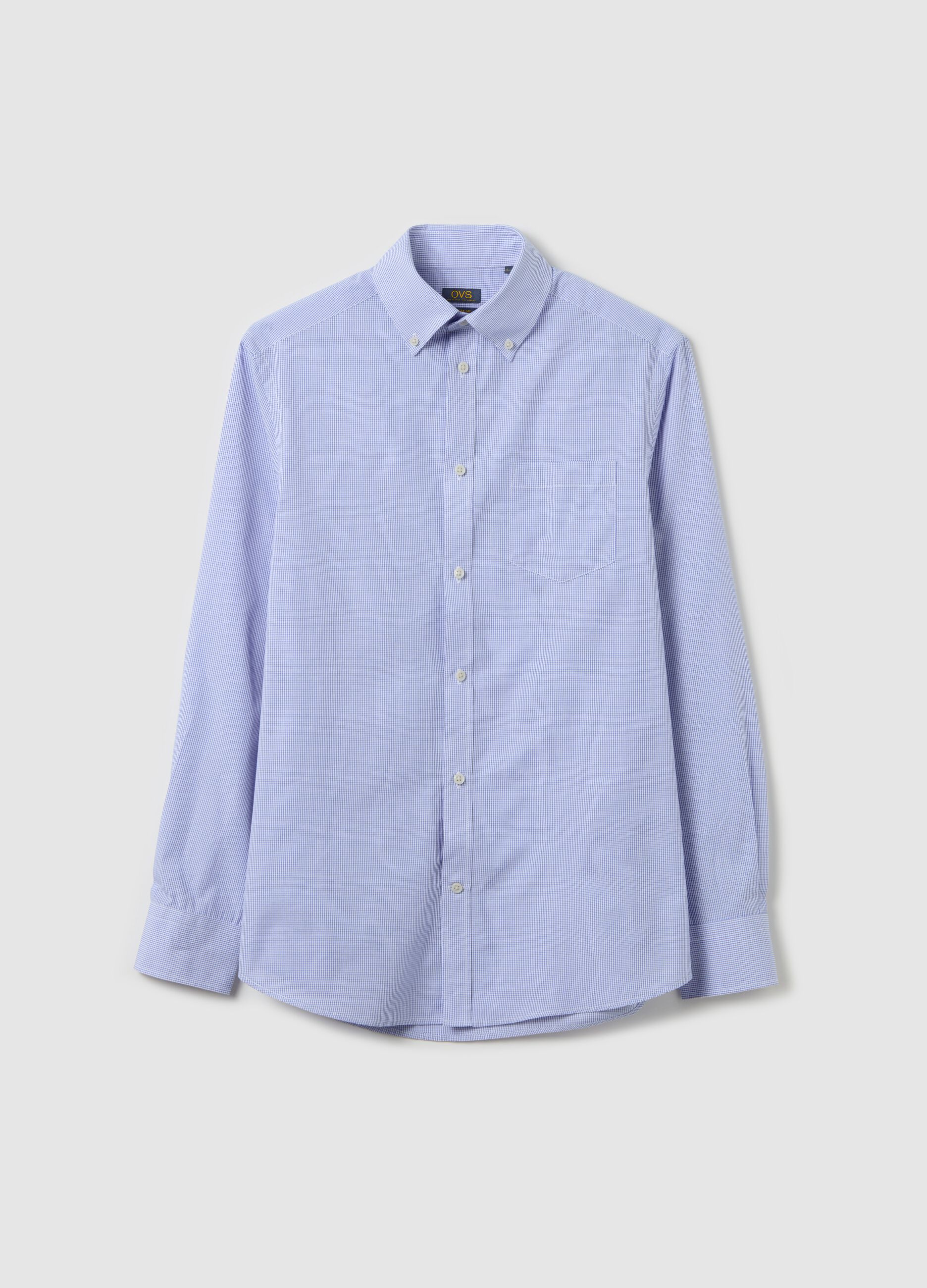 Regular-fit, easy-iron shirt with micro checks