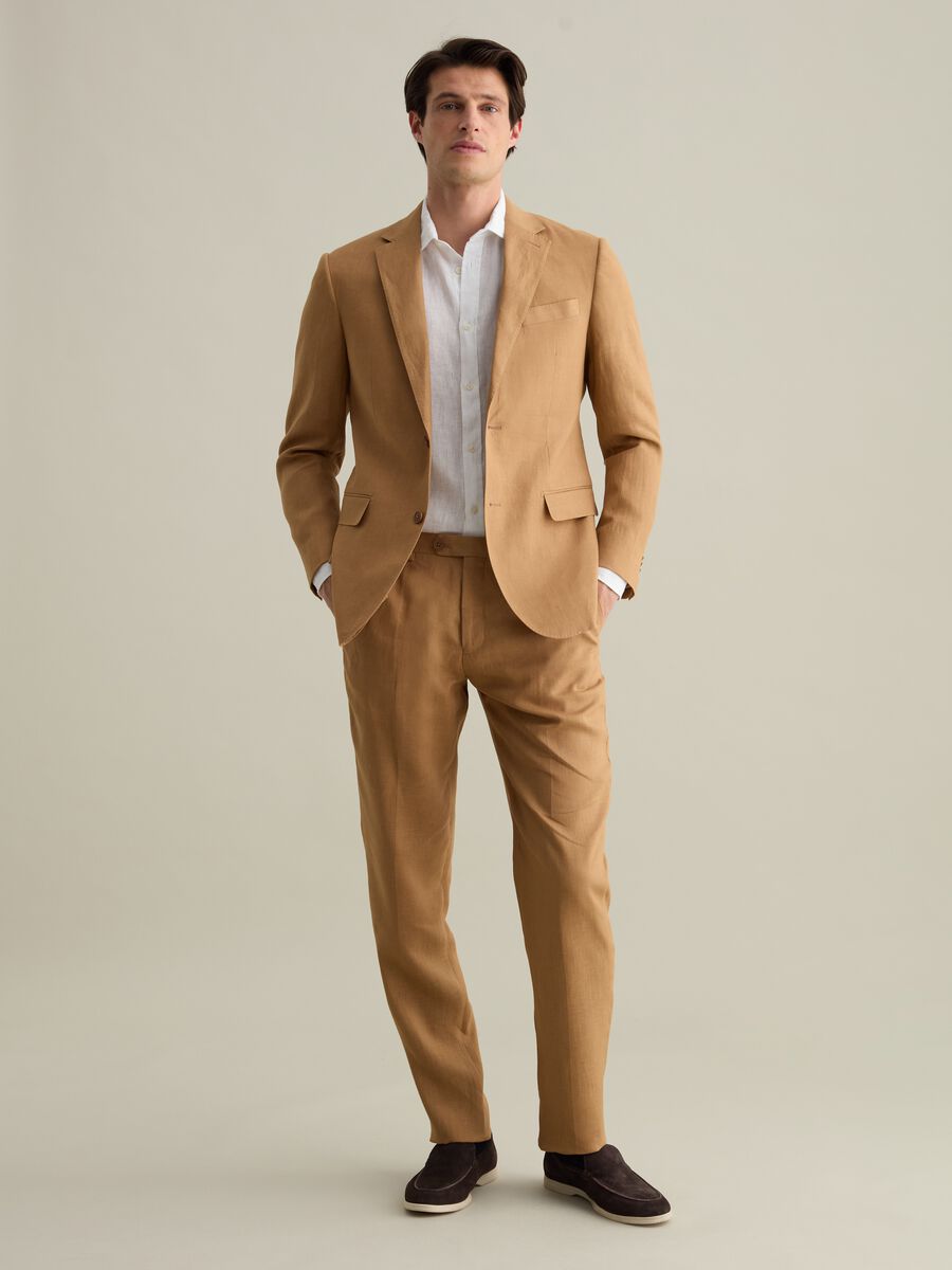 Contemporary regular-fit single-breasted blazer in linen_1