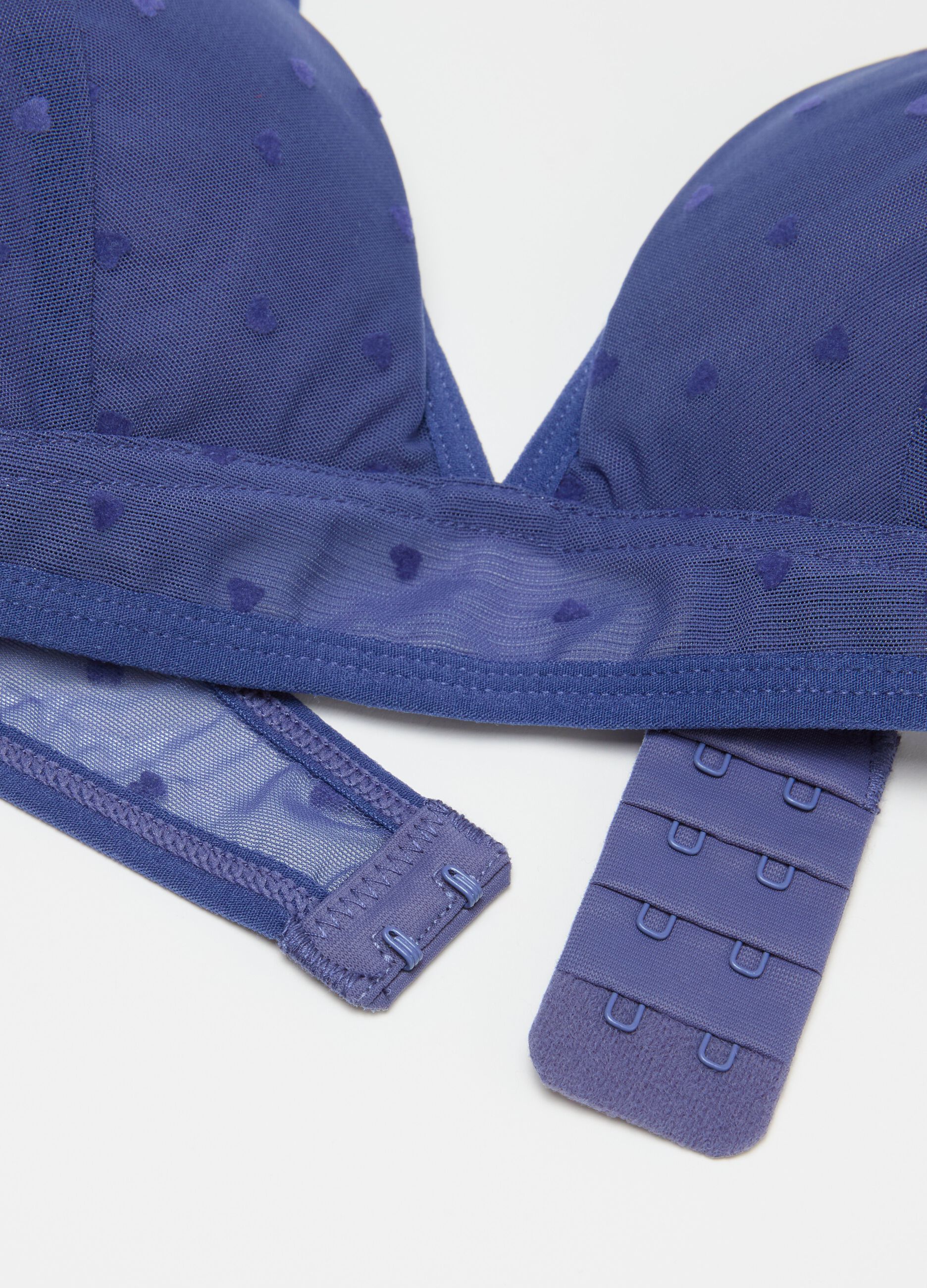 Mesh triangle bra with small hearts
