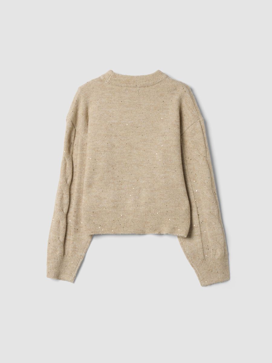 Maglia beige melange in tessuto elasticizzato con girocollo regular fit_2