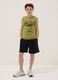 Green and blue pure cotton set with vest top and shorts_0