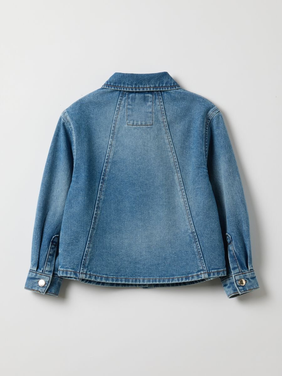 Girls' regular fit blue denim cotton jacket_4