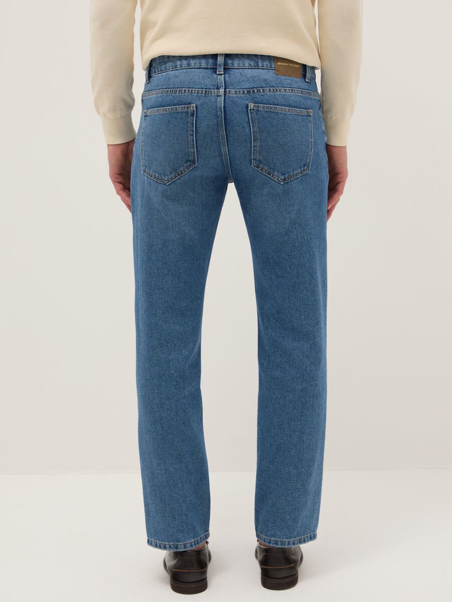 Blue cotton blend trousers regular fit_2