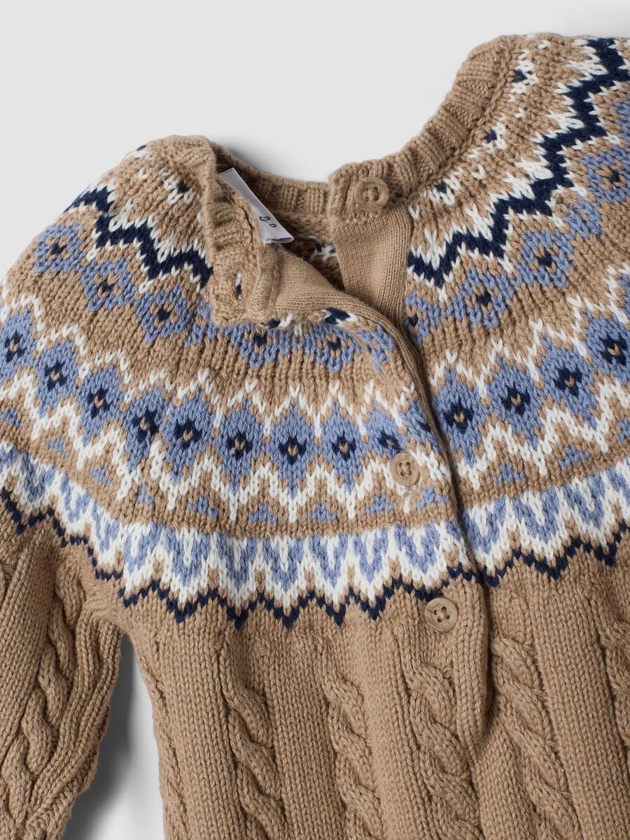 Brown pure organic cotton cable-knit babygrow_3