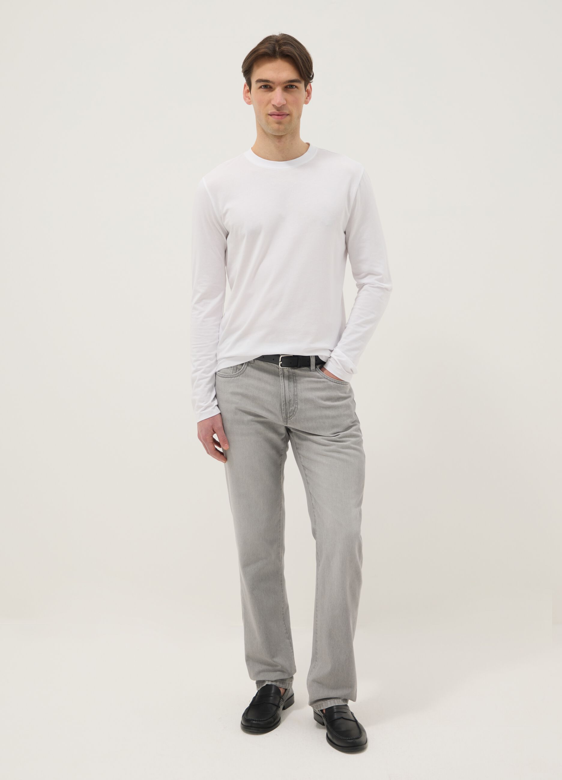 Grey Regular Fit Denim Pure Cotton Jeans
