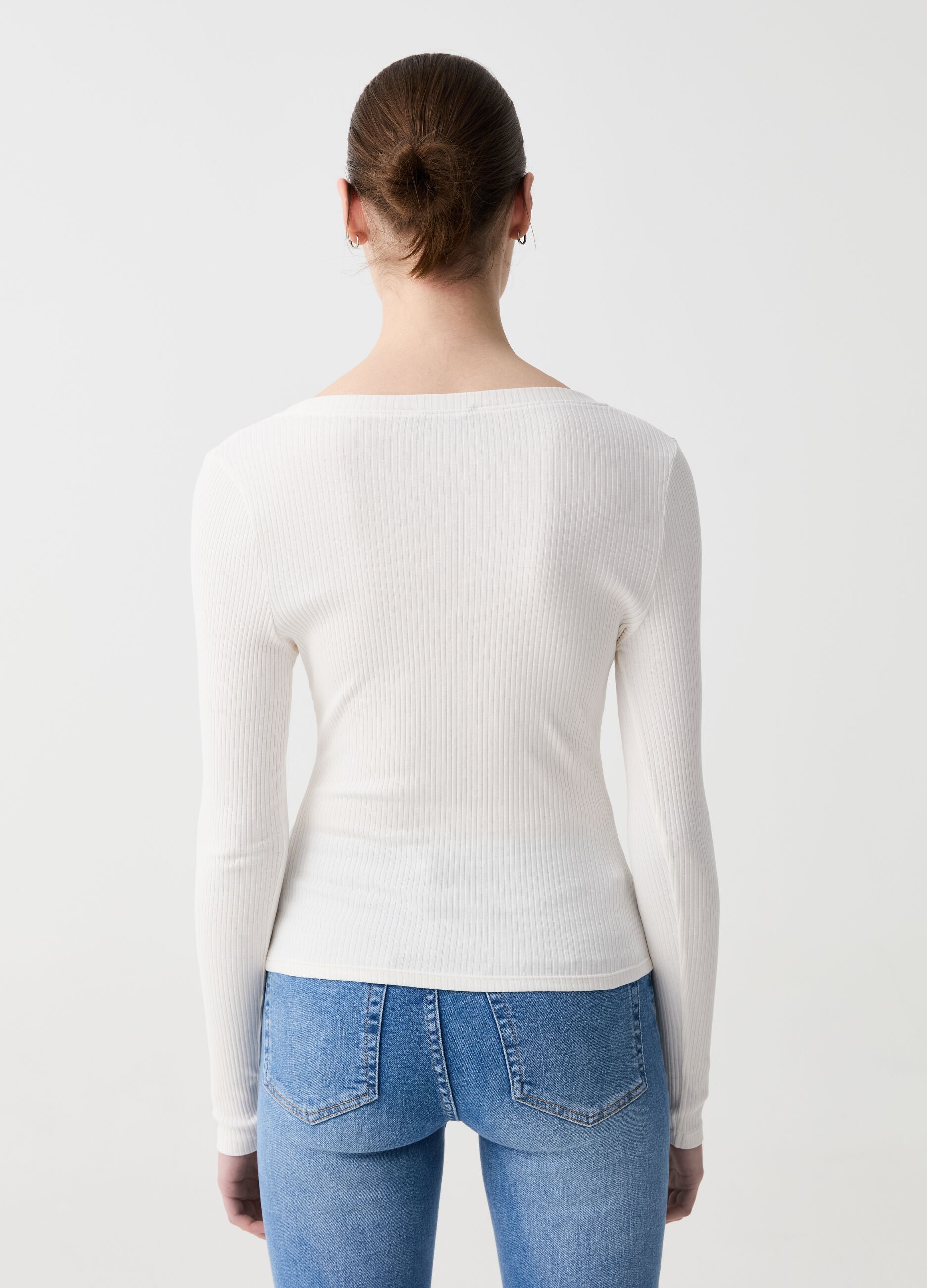 Ribbed T-shirt with long sleeves