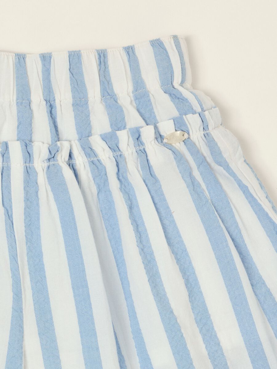 Pantaloni a righe in puro cotone azzurro_1