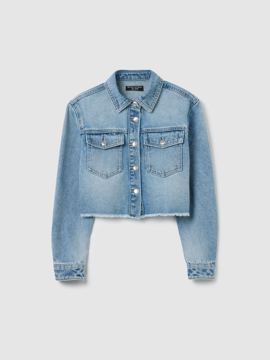 Girls' Regular Fit Denim Cropped Jacket_3