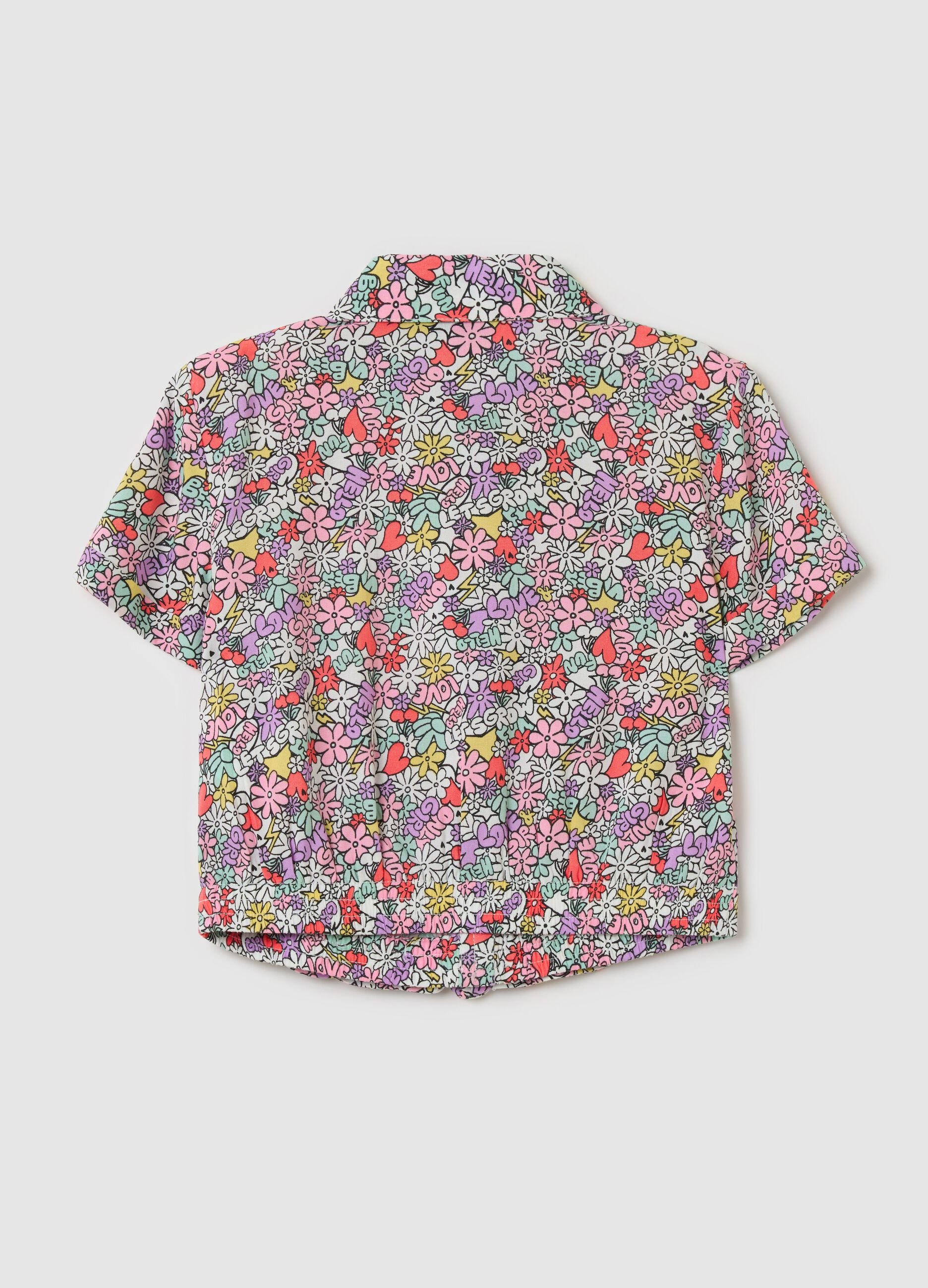 Camicia crop in fantasia floreale 