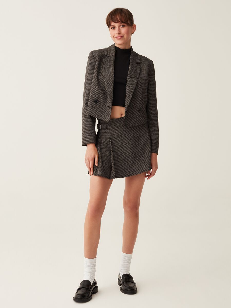 Blazer cropped doppiopetto pied de poule_0