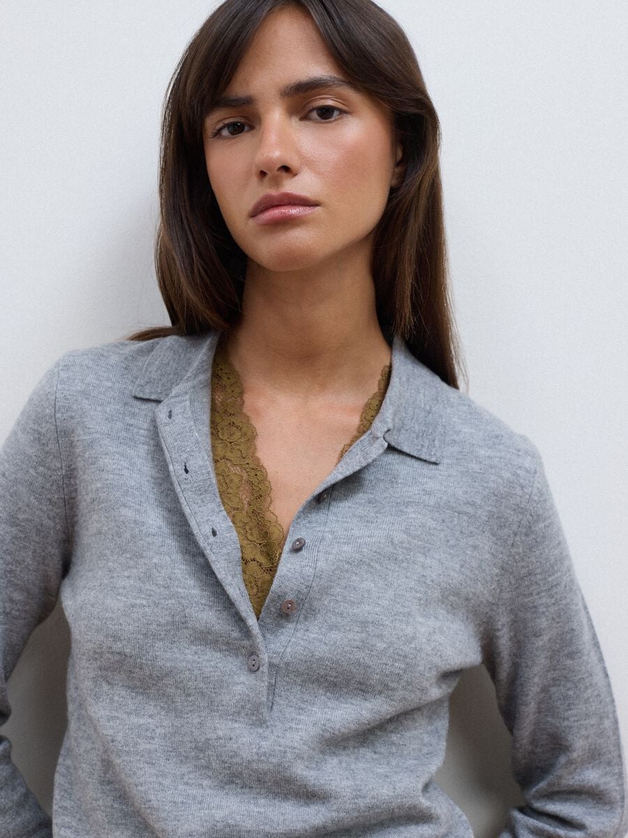 Grey pure wool crew-neck jumper_0