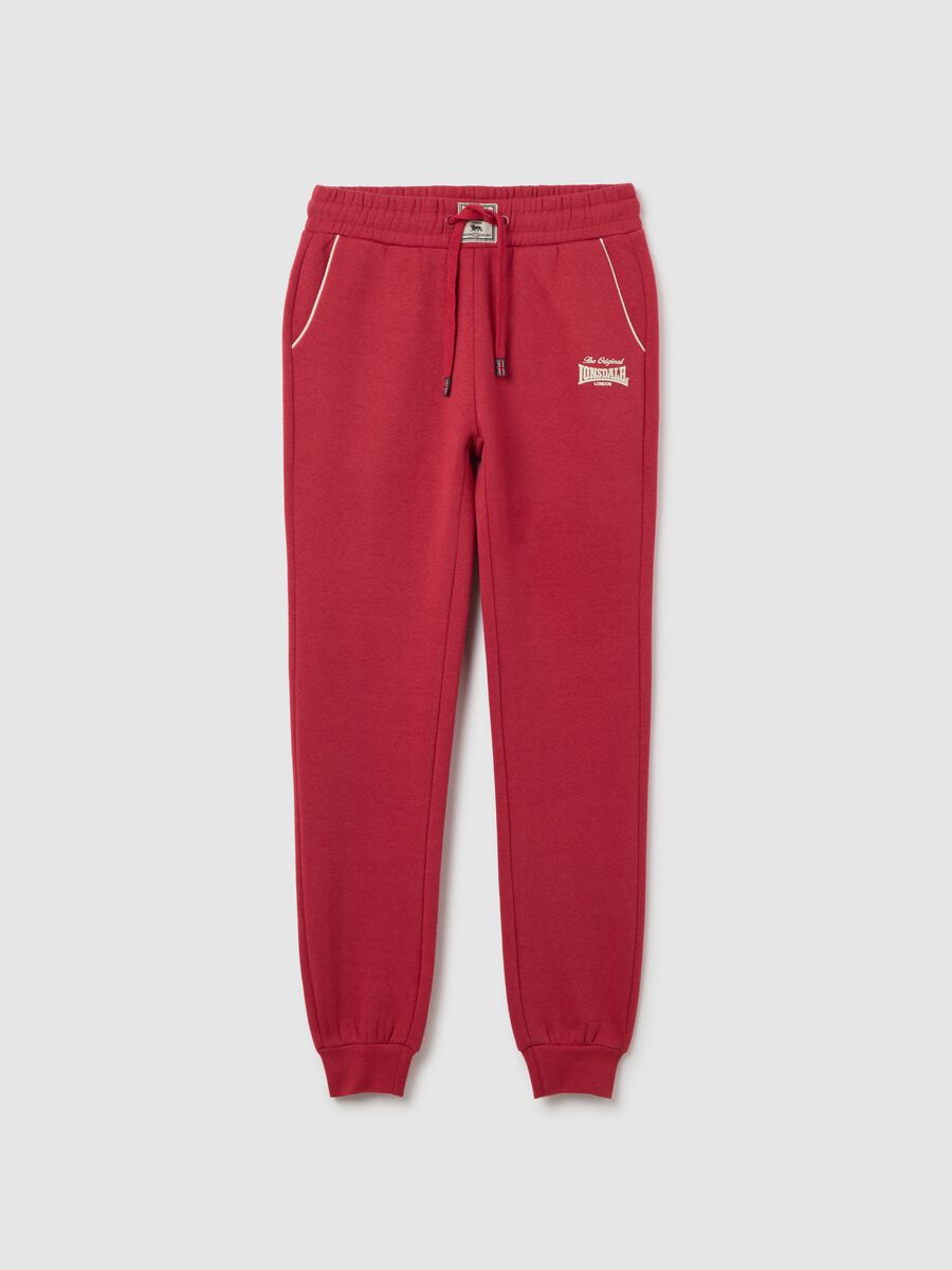 Red cotton blend jogger trousers_4