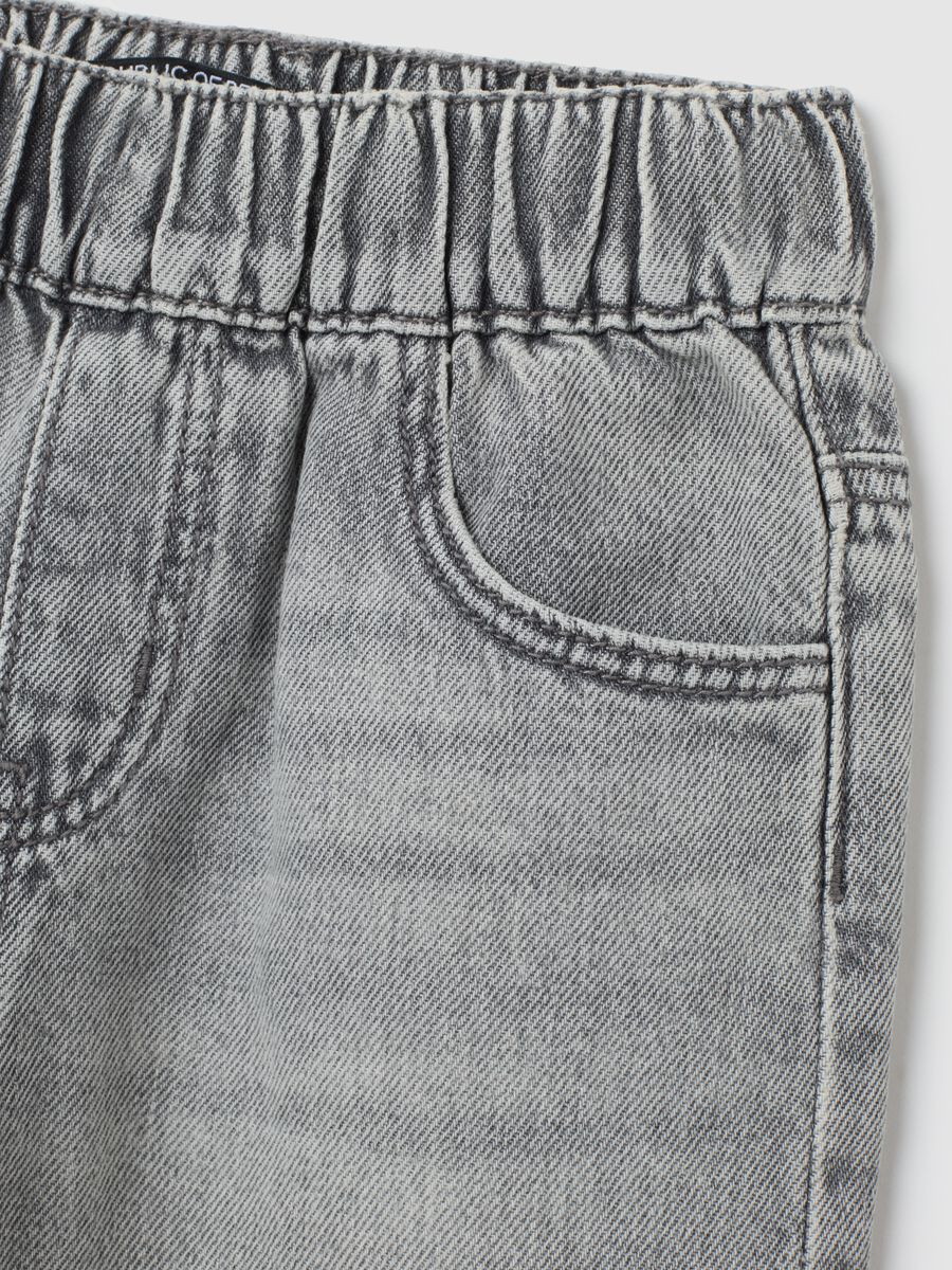 Jeans da bambina in puro cotone grigio wide leg_2